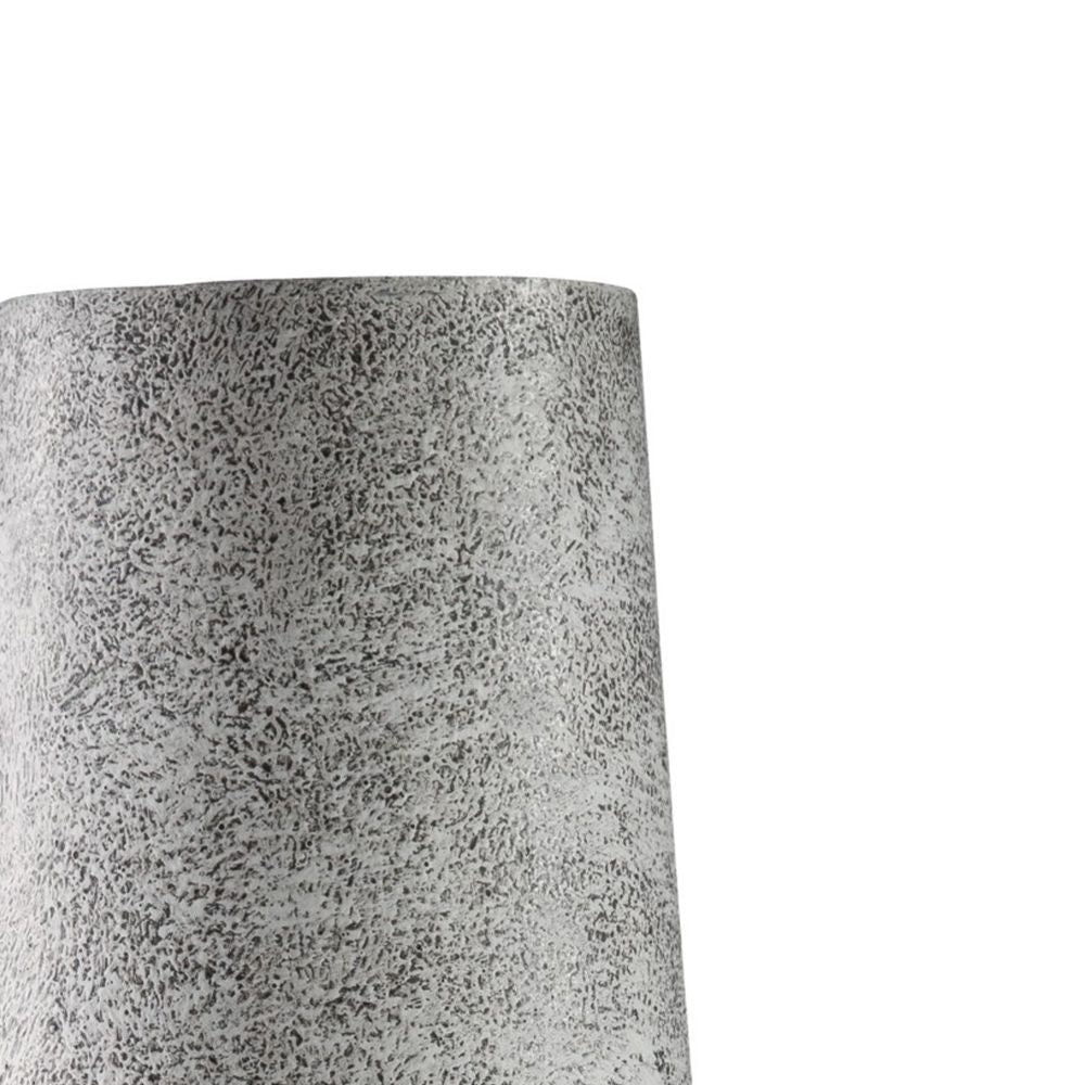 Fin 21 Inch Cylindrical Metal Vase Subtly Textured Antique Gray White By Casagear Home BM283068