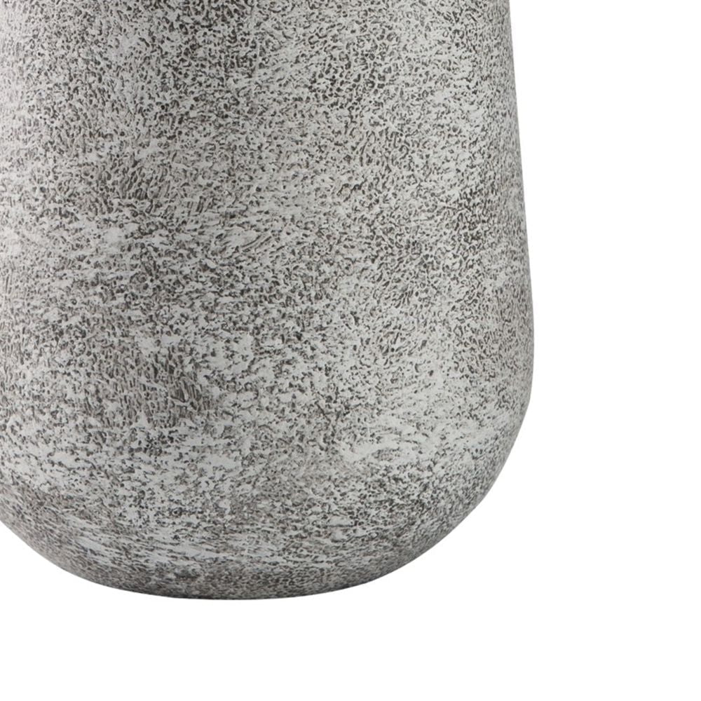 Fin 21 Inch Cylindrical Metal Vase Subtly Textured Antique Gray White By Casagear Home BM283068