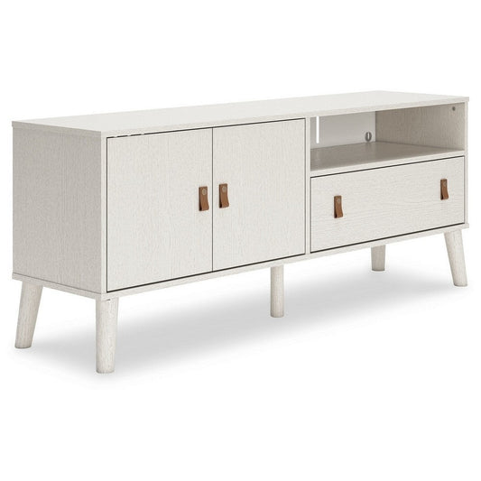 59 Inch TV Media Entertainment Console, 1 Drawer, 2 Cabinets, Antique White By Casagear Home