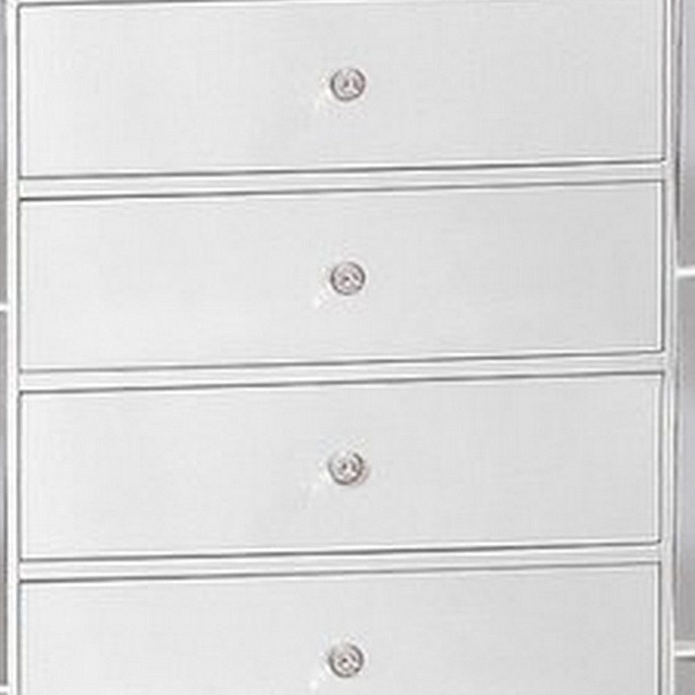 Eli 46 Inch Modern Wood Tall Dresser Chest 5 Drawers Mirrored White By Casagear Home BM283147