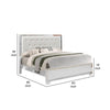 Eli Modern Wood Queen Bed Crystal Tufted Headboard LED White Faux Leather By Casagear Home BM283148