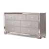 Eli Deluxe Dresser | 57" | 7 Drawers | Mirrored Trim | Silver Frame