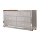 Eli Deluxe Dresser | 57" | 7 Drawers | Mirrored Trim | Silver Frame