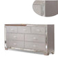 Eli 57 Inch Deluxe 7 Drawer Dresser Mirrored Trim Wood Frame Silver By Casagear Home BM283196