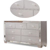 Eli 57 Inch Deluxe 7 Drawer Dresser Mirrored Trim Wood Frame Silver By Casagear Home BM283196
