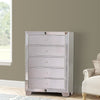 Eli Deluxe Tall Dresser Chest | 46" | 5 Drawers | Mirrored Trim | Silver