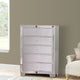 Eli Deluxe Tall Dresser Chest | 46" | 5 Drawers | Mirrored Trim | Silver