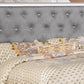 Eli Crystal Tufted Queen Bed LED Mirror Inlays Wood Gray Velvet Silver By Casagear Home BM283198