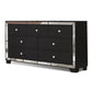 Eli 57 Inch Deluxe 7 Drawer Dresser, Mirrored Trim, Wood Frame, Black By Casagear Home