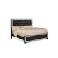 Eli Crystal Tufted Queen Bed, LED, Mirrored Inlays, Wood, Velvet, Black By Casagear Home