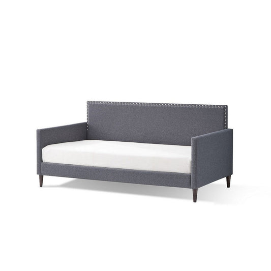 Ava Modern Daybed, Softly Upholstered Polylinen, Nailhead Trim, Gray By Casagear Home