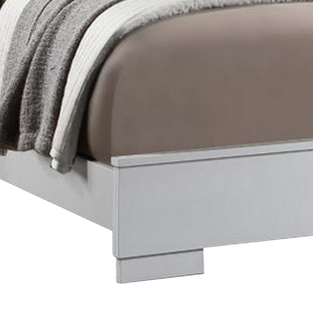 Vin Modern Queen Size Bed Panel Headboard LED Light Crisp White Finish By Casagear Home BM283225