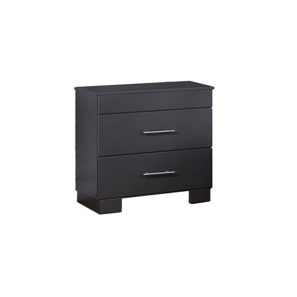 Vin 23 Inch Modern Nightstand, 2 Drawers, Simple Design, Charcoal Gray By Casagear Home