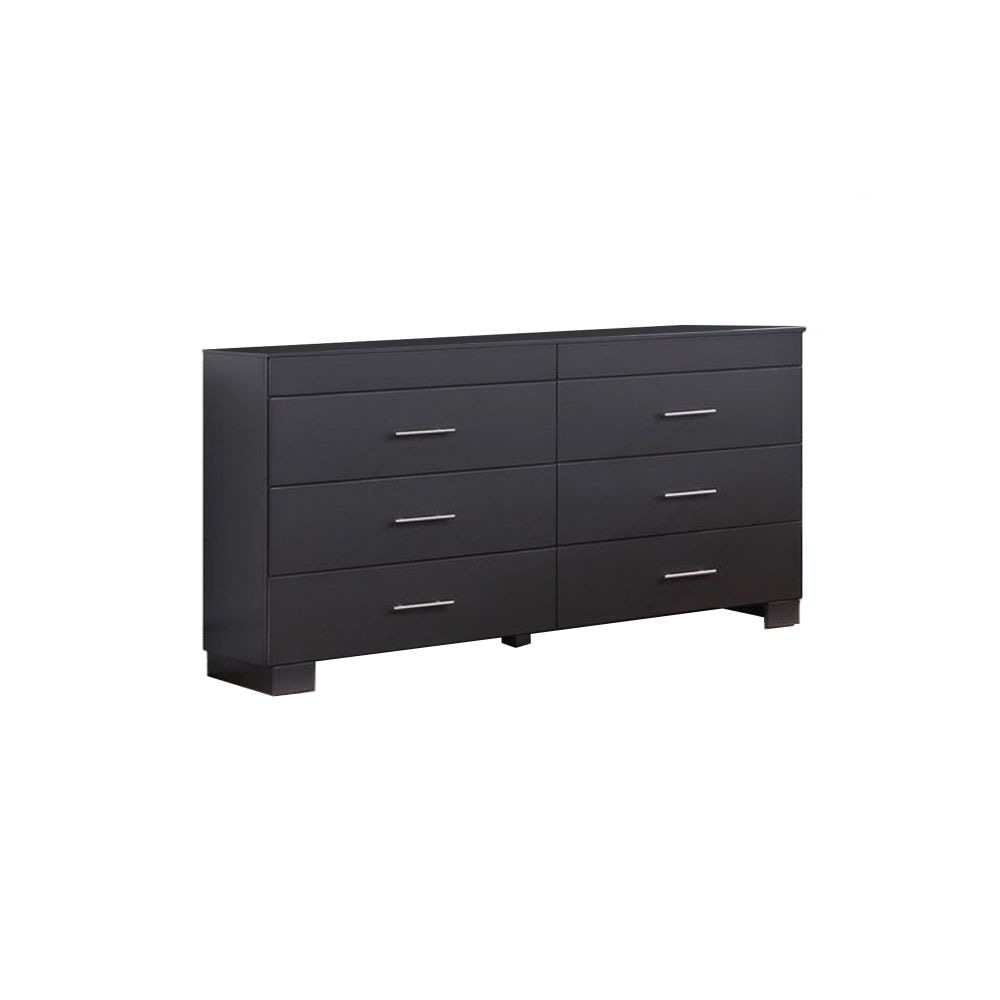 Vin 58 Inch Modern Dresser, 6 Gliding Drawers, Simple Lines, Charcoal Gray By Casagear Home