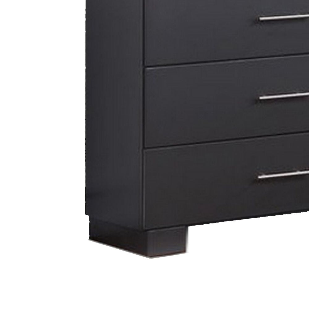 Vin 58 Inch Modern Dresser 6 Gliding Drawers Simple Lines Charcoal Gray By Casagear Home BM283227