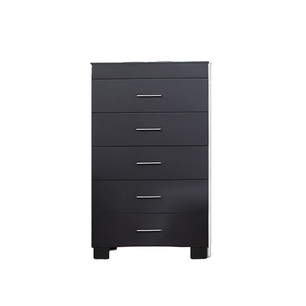 Vin 48 Inch Modern Minimal Tall Chest Dresser, 5 Drawers, Charcoal Gray By Casagear Home
