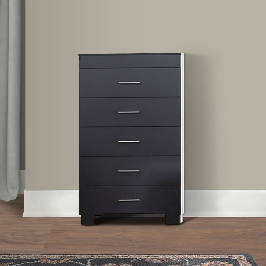 Vin 48 Inch Modern Minimal Tall Chest Dresser, 5 Drawers, Charcoal Gray By Casagear Home