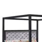 Abrie Solid Wood Canopy Queen Bed Button Tufted Touch LED Dark Gray By Casagear Home BM283248