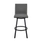 Aron 30 Inch Bar Height Swivel Stool Vegan Faux Leather Gray Black By Casagear Home BM283258
