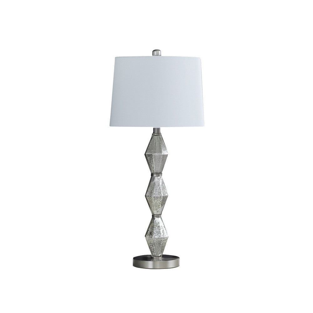 Ruth Accent Table Lamp | 30" | Glass Diamond Pedestal Base | White Silver