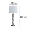 Ruth 30 Inch Accent Table Lamp Glass Diamond Pedestal Base White Silver By Casagear Home BM283265