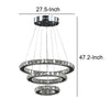 12- 47 Inch Ringed Adjustable Chandelier 3 Circles Design Chrome Silver By Casagear Home BM283277