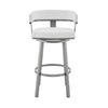 Jack 26 Inch Counter Height Bar Stool Swivel Chair Faux Leather White By Casagear Home BM283290