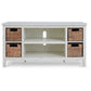 Anya 47 Inch Rustic TV Entertainment Console Open Shelf 4 Baskets White By Casagear Home BM283301