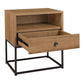 Mila 22 Inch Modern Wood Nightstand On Metal Base Open Shelf Light Brown By Casagear Home BM283307
