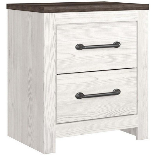 Jule 25 Inch Modern Rustic Wood Nightstand, 2 Tone, Gray Plank Top, White By Casagear Home