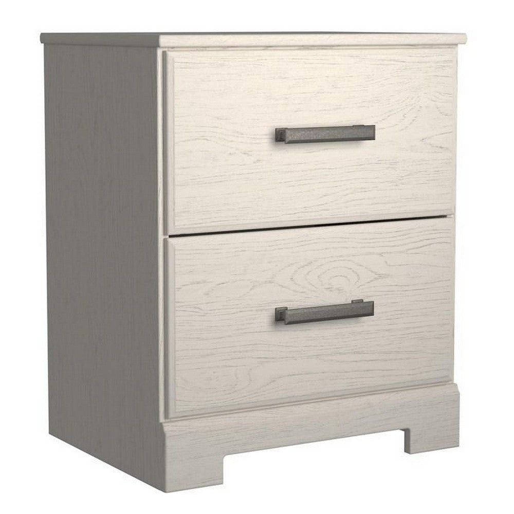 24 Inch Modern Rustic Composite Wood Nightstand, 2 Drawers, Oak White By Casagear Home