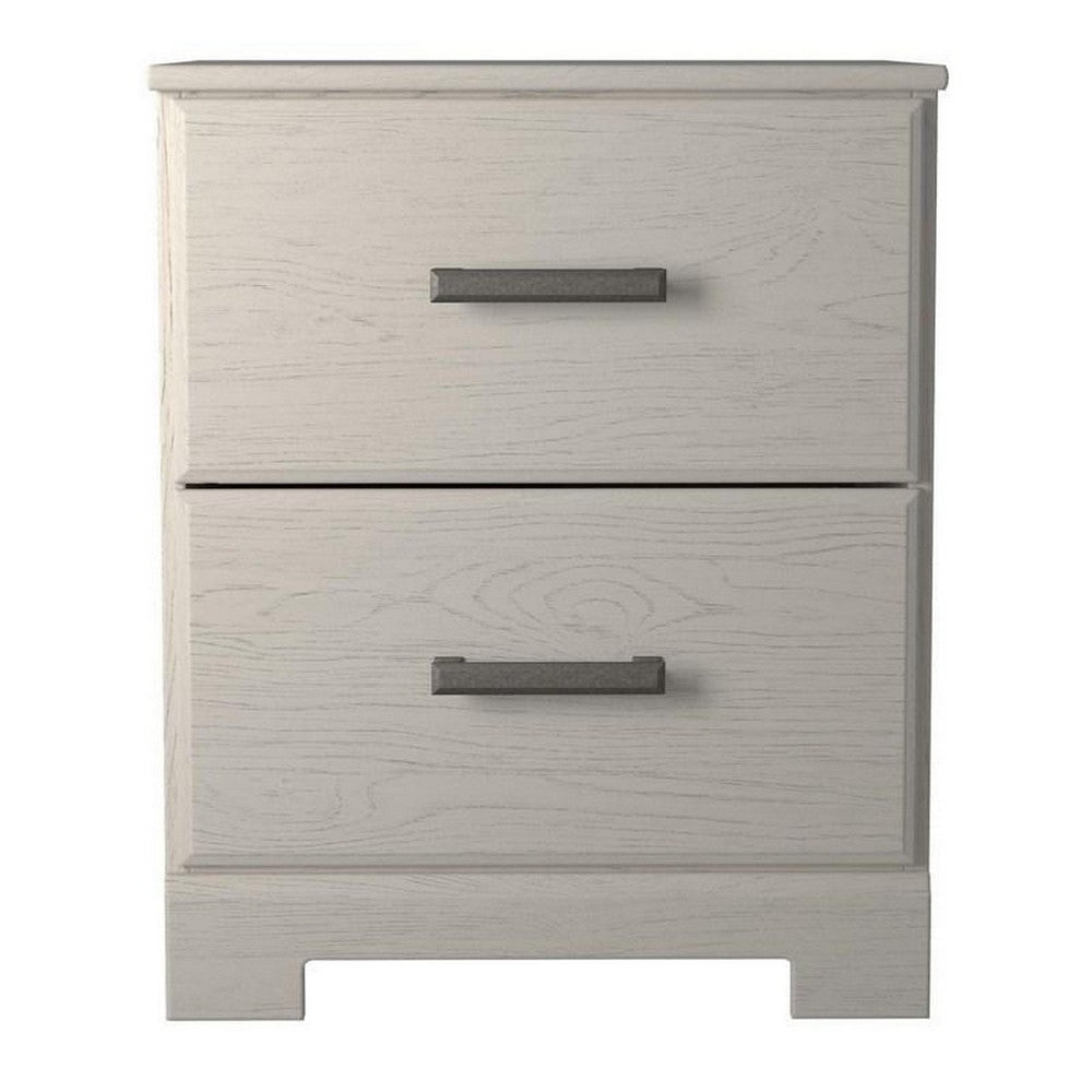 24 Inch Modern Rustic Composite Wood Nightstand 2 Drawers Oak White By Casagear Home BM283311