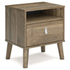 Luna 22 Inch Wood Nightstand, 1 Shelf, 1 Drawer, Rich Light Brown Finish By Casagear Home