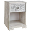 Nate 22 Inch Classic Nightstand, 1 Compartment, 1 Drawer, Antique White By Casagear Home