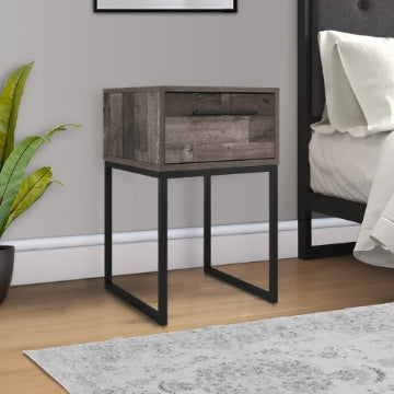 Grace 20 Inch Modern Nightstand, Metal Base and Handle, Open Shelf, Gray By Casagear Home