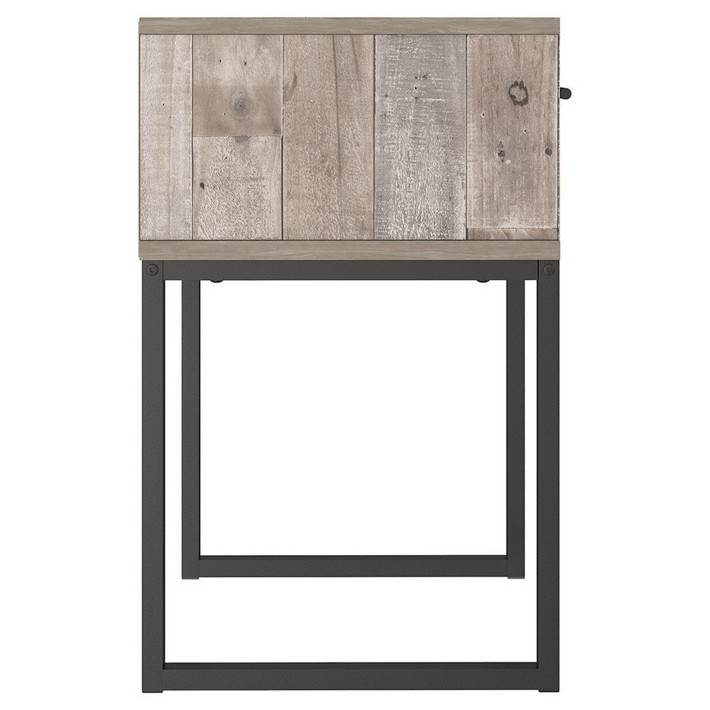 Grace 20 Inch Modern Nightstand Metal Base 1 Drawer Whitewashed Wood By Casagear Home BM283324