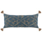 16 x 36 Accent Lumbar Pillow, Down, Blue Wool, Jute Woven Details, Tassels By Casagear Home