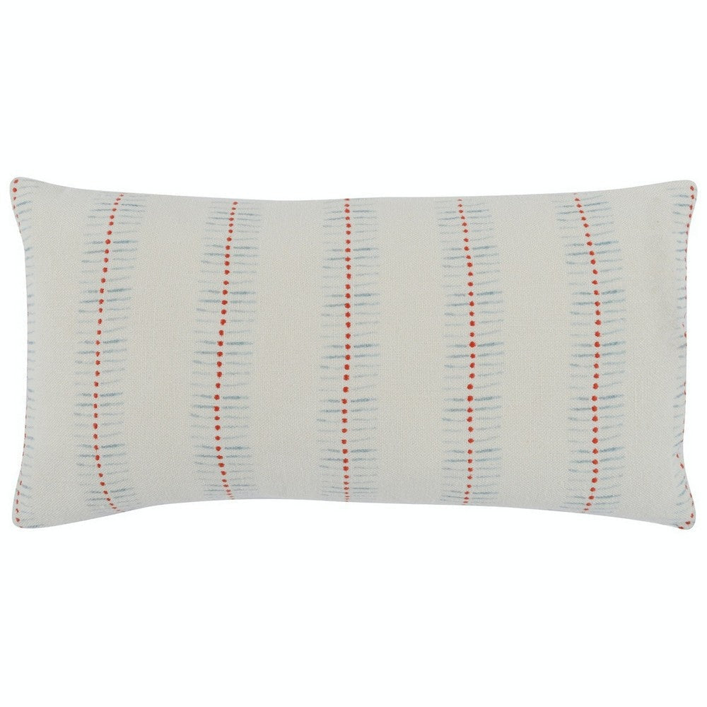 Accent Lumbar Pillow | 14 x 26 | Down Insert | Embroidered | Ivory White