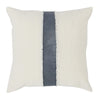 Accent Throw Pillow | 26 x 26 | Faux Leather Center | Fringed | White Gray