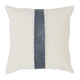 Accent Throw Pillow | 26 x 26 | Faux Leather Center | Fringed | White Gray