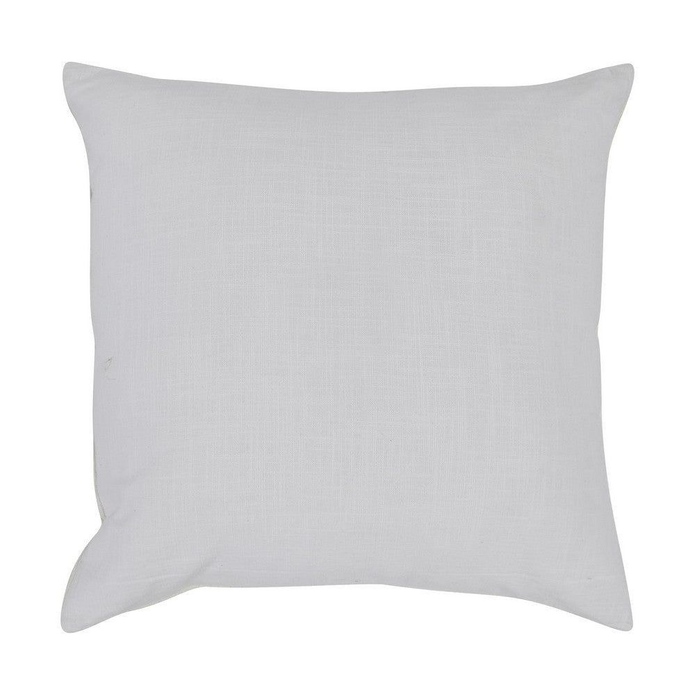 26 x 26 Accent Throw Pillow Faux Leather Center Fringed White Gray By Casagear Home BM283443