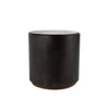 Jenny Round Drum Wood End Table | 24" | Metal Panels | Black Brown