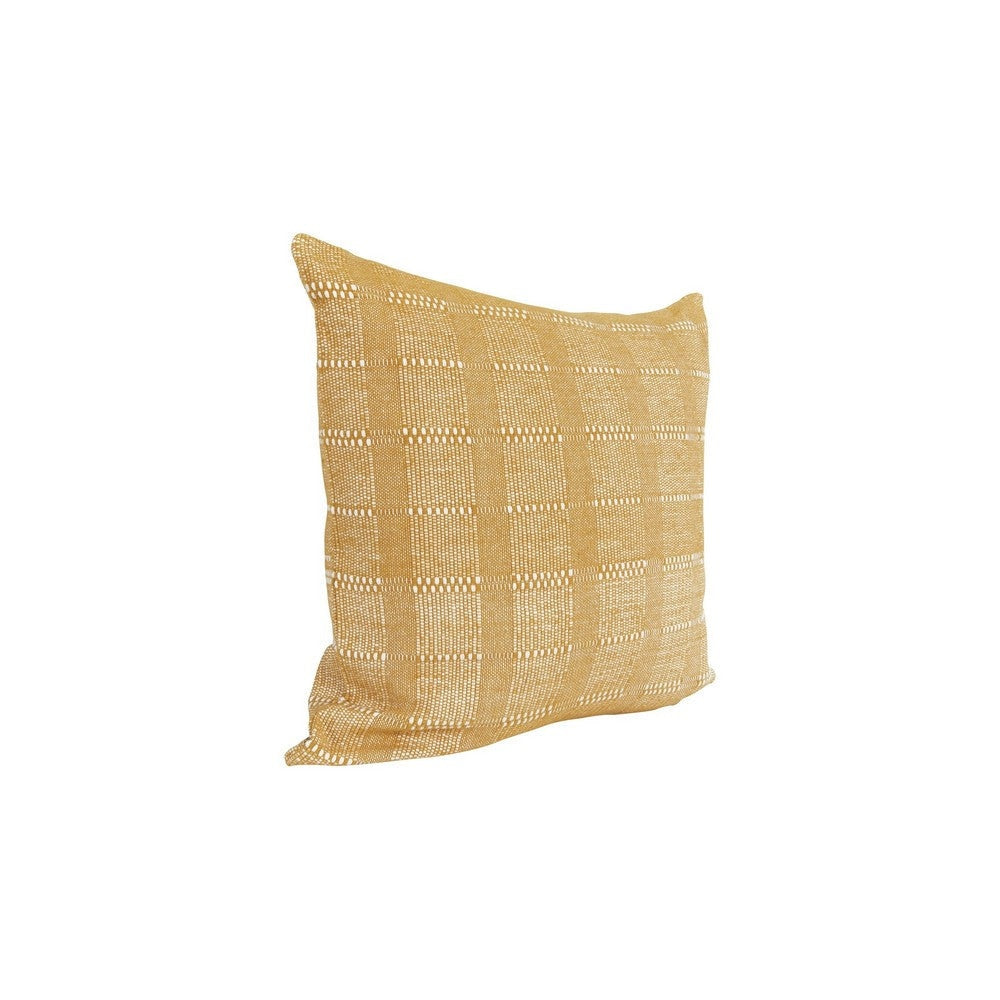 Lisa 22 x 22 Soft Fabric Accent Throw Pillow Woven Plaid Design Yellow By Casagear Home BM283484