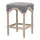 Coastal Counter Height Wood Stool | 27" | Double Welt | Gray Fabric Seat