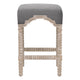 27 Inch Coastal Counter Height Wood Stool Double Welt Gray Fabric Seat By Casagear Home BM283499