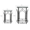 23 Inch Modern Side Table Glass Top Geometric Design Set of 2 Black By Casagear Home BM283534