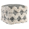 Square Cube Accent Pouf | 18" | Zig Zag Shag Woven Pattern | Black White