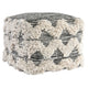 Square Cube Accent Pouf | 18" | Zig Zag Shag Woven Pattern | Black White