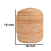 18 Inch Round Accent Pouf Soft Braided Jute Design Natural Cream Orange By Casagear Home BM283647