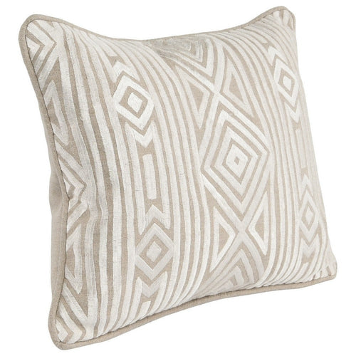 Linen Accent Throw Pillow | 12 x 16 | Tribal Accent | Piped Edges | Ivory
